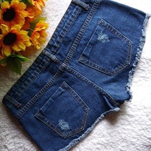 Forever 21 Jeans - Destroyed Blue Denim Jean Shorts Daisy Duke - 28 Forever 21 Jeans - Destroyed Blue Denim Jean Shorts Daisy Duke - 28
